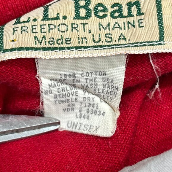 Vtg 80s LL Bean Rugby Shirt Men's XL Red Cotton Jersey Colorblock MADE IN‎ USA - Picture 6 of 6